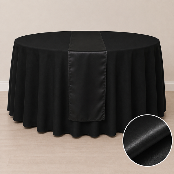 Chemin de table satiné 12'' x 108'' (31 cm x 274 cm)