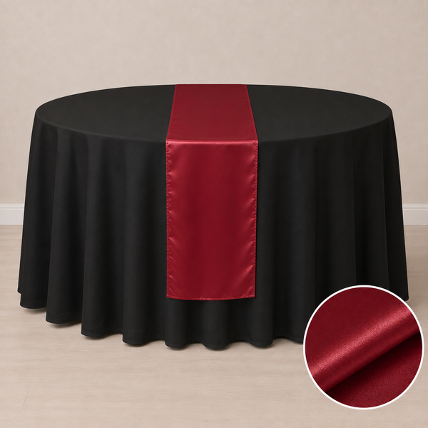 Chemin de table satiné 12'' x 108'' (31 cm x 274 cm)