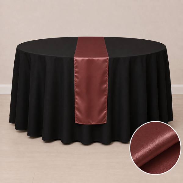 Chemin de table satiné 12'' x 108'' (31 cm x 274 cm)