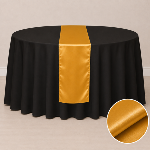 Chemin de table satiné 12'' x 108'' (31 cm x 274 cm)