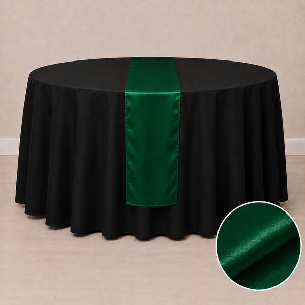 Chemin de table satiné 12'' x 108'' (31 cm x 274 cm)