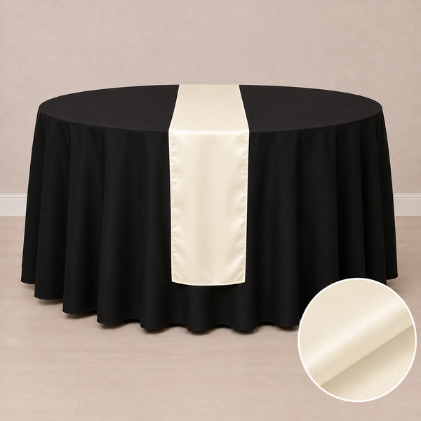 Chemin de table satiné 12'' x 108'' (31 cm x 274 cm)