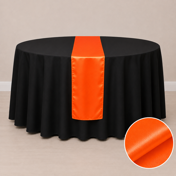 Chemin de table satiné 12'' x 108'' (31 cm x 274 cm)