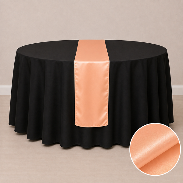 Chemin de table satiné 12'' x 108'' (31 cm x 274 cm)
