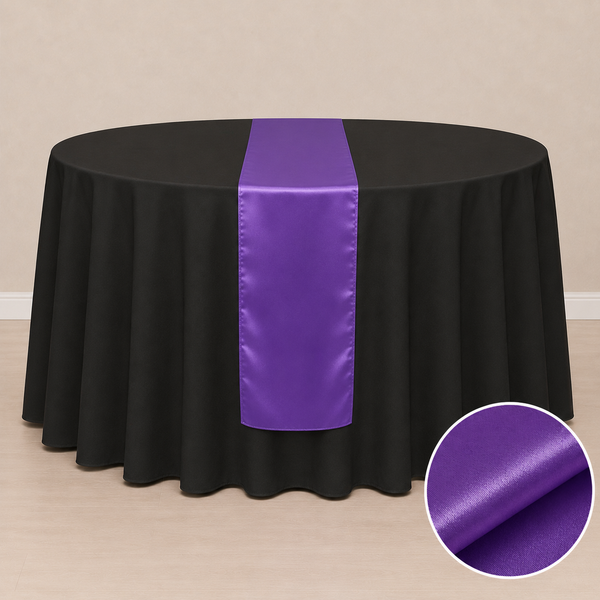 Chemin de table satiné 12'' x 108'' (31 cm x 274 cm)