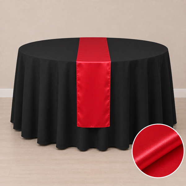 Chemin de table satiné 12'' x 108'' (31 cm x 274 cm)