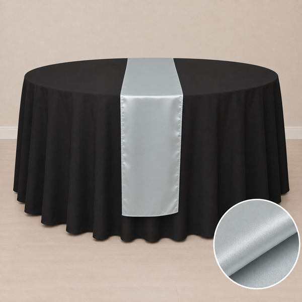 Chemin de table satiné 12'' x 108'' (31 cm x 274 cm)