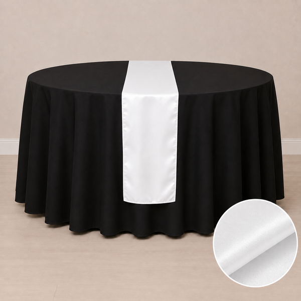 Chemin de table satiné 12'' x 108'' (31 cm x 274 cm)