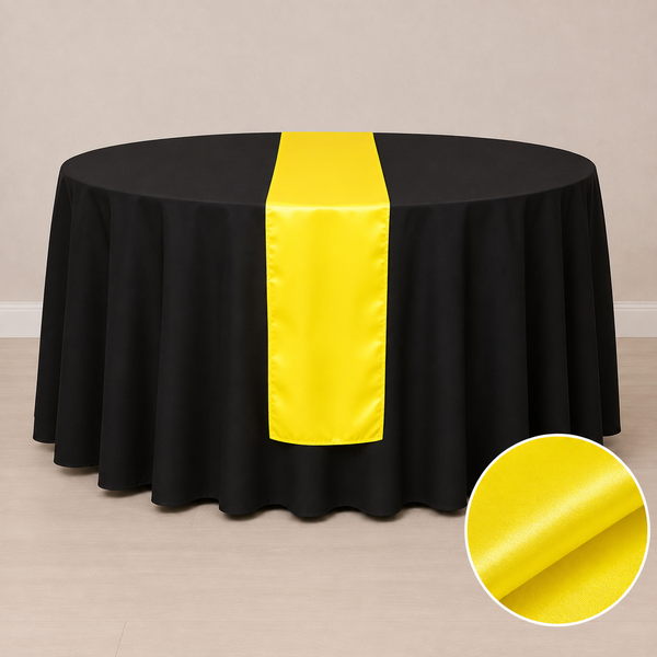 Chemin de table satiné 12'' x 108'' (31 cm x 274 cm)