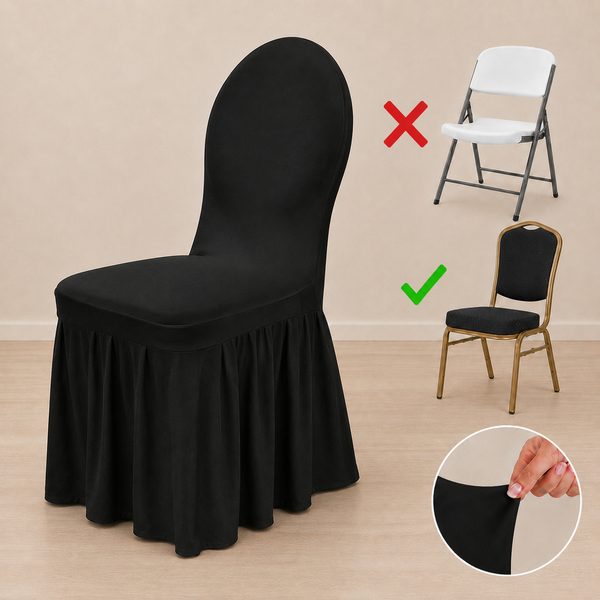 Housse spandex avec jupette pour chaise à banquet