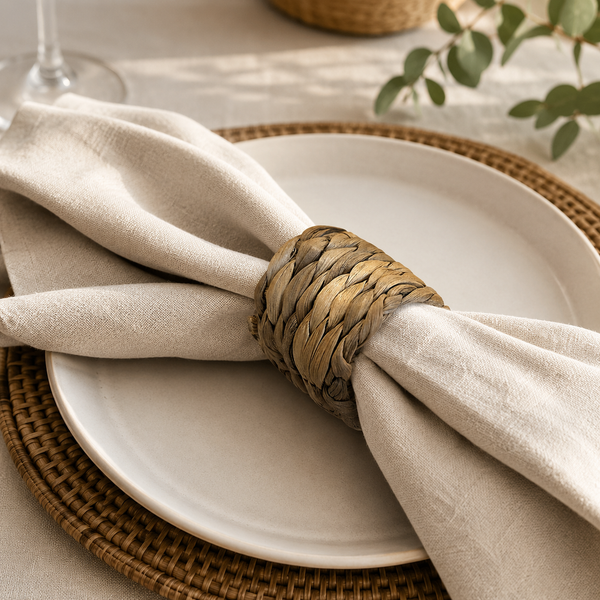 Anneau en rotin pour serviette de table, style 8 (paquet de 12)